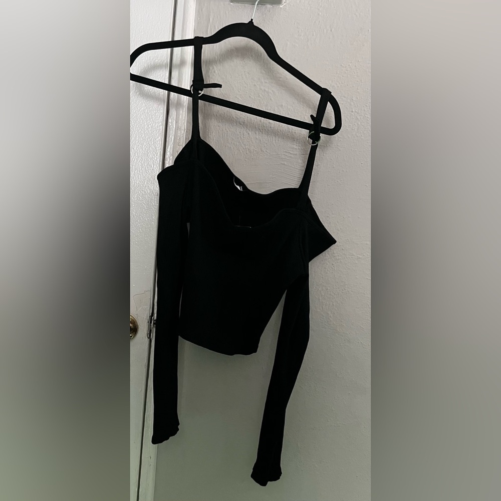 Fashion Nova Black Off-Shoulder Crop Top